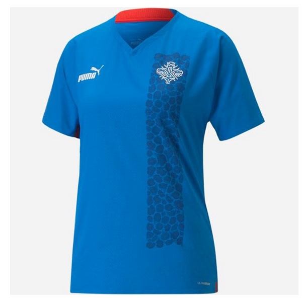 Camiseta Islandia Mujer Euro 2022 Azul